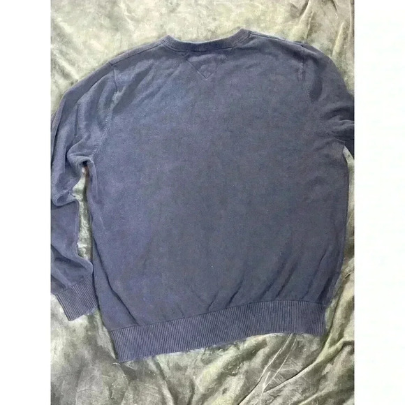 Tommy Hilfiger Women's L Sweater V-Neck Pullover Navy Blue Cotton Relaxed Preppy - Picture 5 of 6